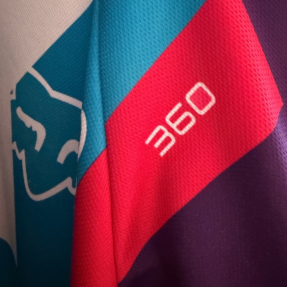 Fox 360 Riding Jersey Unisex Size XS Aqua Purple Pink Motocross Shirt Top - Picture 2 of 4